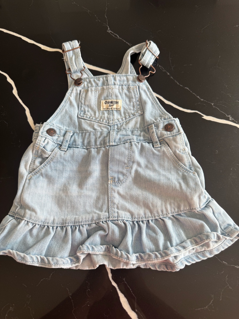 Light Blue Denim Ruffle Overall Dress